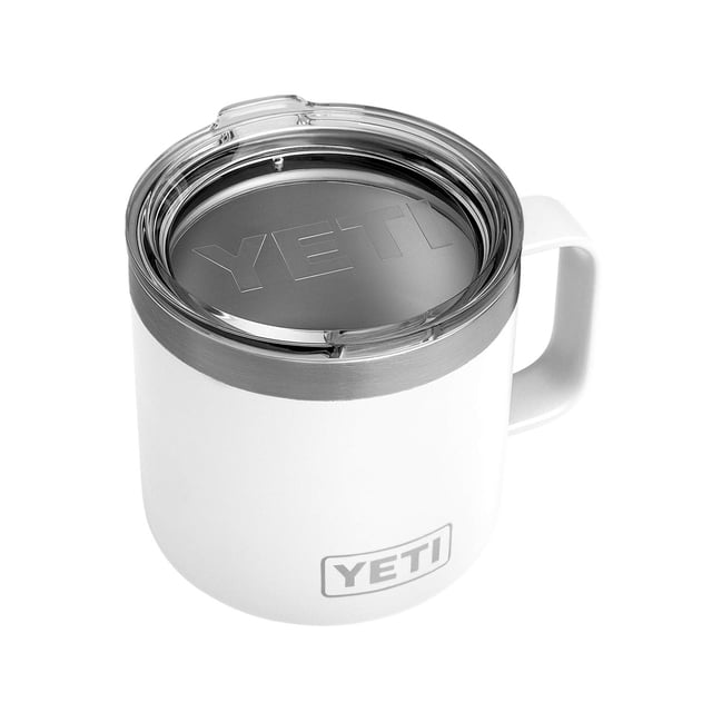 Taza YETI Rambler de 14 oz, acero inoxidable, aislada al vacío con tapa estándar, color blanco