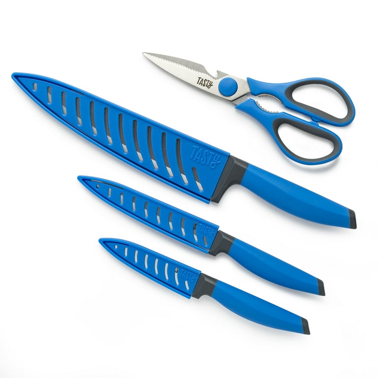 Tasty Cutlery Knife Set with Shears, Stainless Steel, Blue, 4