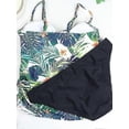 thumbnail image 5 of Plus Size Women's 2-piece Tummy Control Swimsuit, Open Back, Green Leaf Print, Big Bust, Vacation Ready 26s, 5 of 5