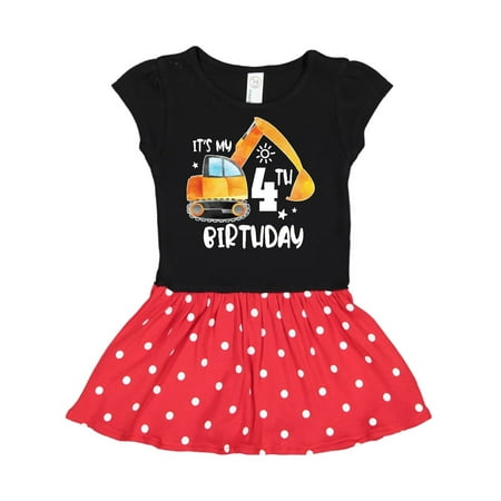 

Inktastic Construction Truck It s My 4th Birthday Gift Toddler Girl Dress