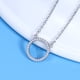thumbnail image 3 of Collar de clavícula de mar azul redondo geométrico para mujer con colgante circular de diamantes completo de plata de ley de imitación JM, 3 of 5