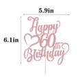 thumbnail image 2 of Cake Topper AROKIPPRY con brillo rosa dorado para 60.º cumpleaños, 2 of 7