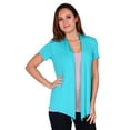 thumbnail image 1 of Simply Ravishing Women's Basic Short Sleeve Hip Length Open Drape Cardigan, Medium, Mint, 1 of 4