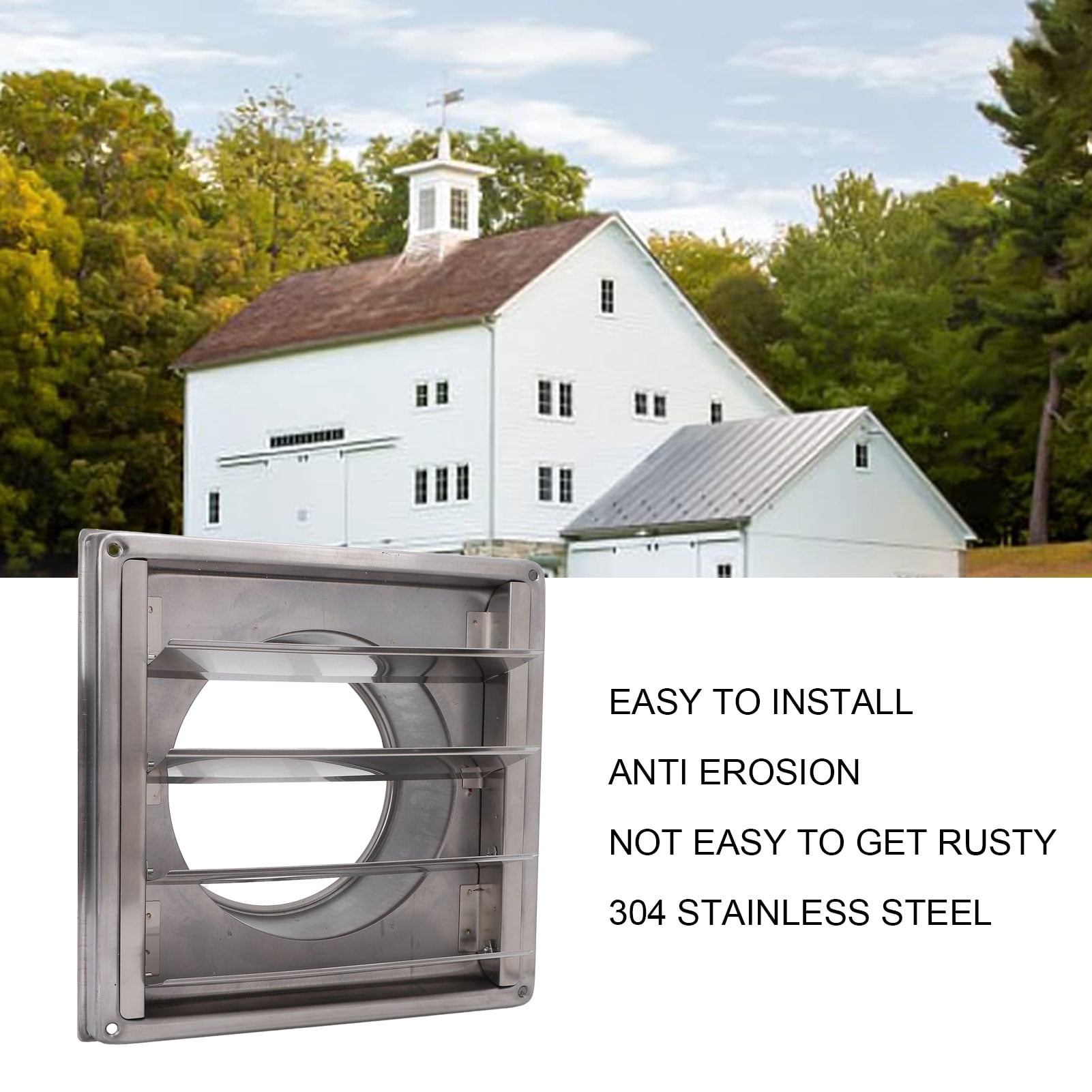 M Buder Dryer Vent Cover with Detachable Moving Flaps Square 125mm / 4.9 inches Stainless Steel Wind Rain Proof Exterior Wall Hood for Ventilation Duct Air Conditioner