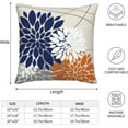 thumbnail image 2 of Navy Blue and Orange Gray Dahlia Floral Pillow Covers 18x18 Set of 2 Outdoor Modern White Grey Flower Throw Pillows Cover Summer Fall Autumn Linen Decorative Cushion Case for Couch Bed Decor, 2 of 6