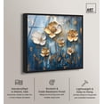 thumbnail image 2 of Golden Flora on Azure Framed High-Gloss Acrylic Glass Wall Art Elegant Floral Art by Art Remedy, Black Frame, 24 x 24, 2 of 7