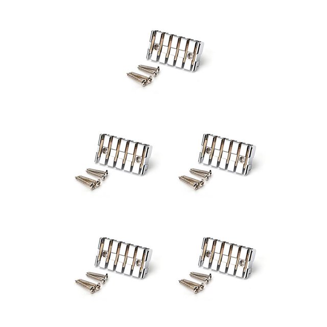 Sonducket Puente de guitarra sin cabeza con tuerca de bloqueo Principiantes Repuestos de bajo de precisión Práctica Estudiantes Instrumento musical Plata Plata 5piezas Sonducket CBP235317
