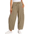 thumbnail image 2 of Tumotour Athletic Workout Running Pants for Women Elastic Waist Drawstring Wide-Leg Pants Slacks Summer Beach Trousers with Pocket, 2 of 7