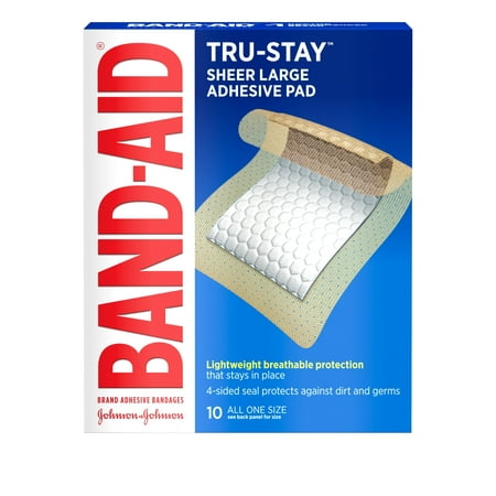 UPC 381370047681 product image for Band-Aid Brand Tru-Stay Adhesive Pads  Large Sterile Bandages  10 ct | upcitemdb.com
