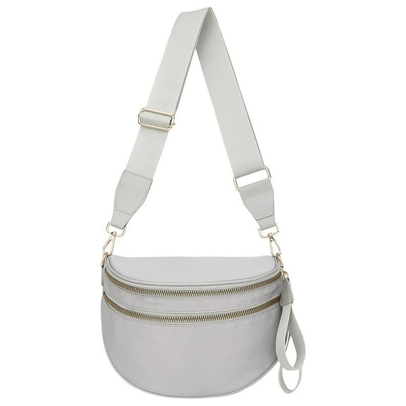 Nylon Crossbody Bag Zipper Bum Bag Spacious Sling Shoulder Bag For Women Decor Bag (Gray)