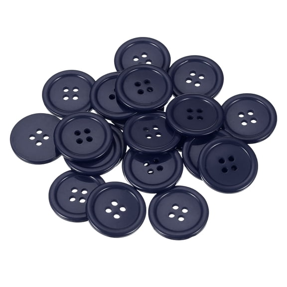 Uxcell 22 Pcs Navy Blue Resin Button, 1 Inch(25mm) Round 4 Holes Sewing Buttons, Small Size Flatback Button for DIY Craft Making Clothes Sewing Handmade Ornament