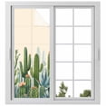 thumbnail image 2 of Green Cactus Window Privacy Film, Watercolor Summer Botanical Beige Static Cling UV Sun Blocking Tint Film Heat Control Windows Films for Bedroom Bathroom, Window Stickers 23.6"x59", 2 of 8