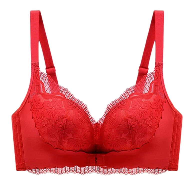 PEASKJP Push Up Bras for Women Plus Size Stretchy Full Coverage MultiWay  Bra Red 3680