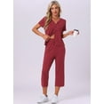 thumbnail image 2 of DARING DIVA Capri Pajamas Set Button Up Sleepwear V Neck 2 Piece Pjs XS Red, 2 of 7
