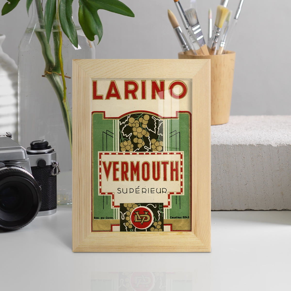 Larino Vermouth -Framed Print w/glass-Natural Wood