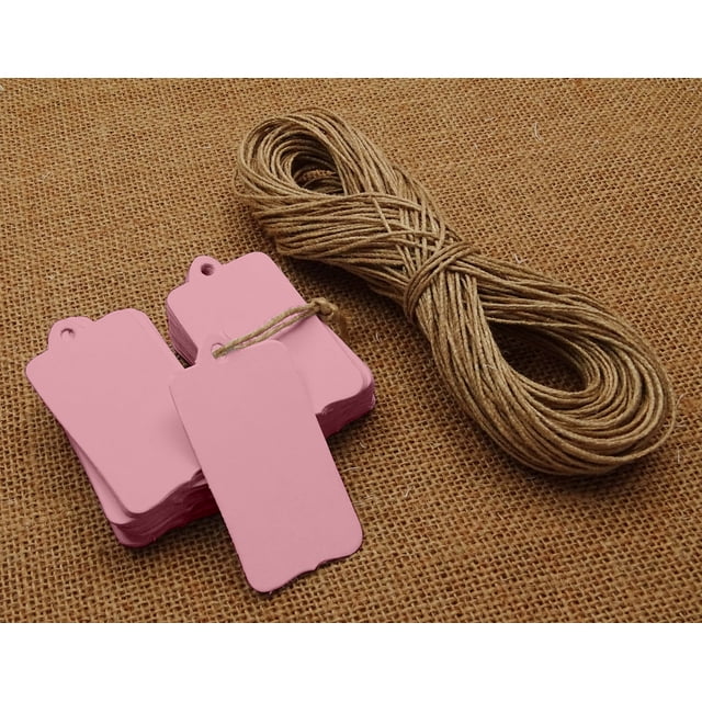 100 Pcs Rectangular Shape Tag Bonbonniere Wedding Favor Hang Tags Gift With Free Natural Jute Twine - Colors Available