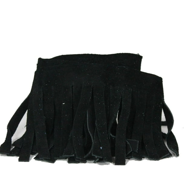 Fringe Genuine Suede Leather Trim 4" Three 24" Lengths (Black