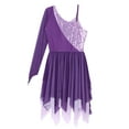 thumbnail image 6 of CHICTRY Womens Lyrical Dance Dress Chiffon Sequins Asymmetric Midi Dress Dancewear, 6 of 7