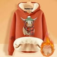 thumbnail image 2 of Arlun Womens Hoodies Warm Sherpa Lined Love Heartbeat Graphic Sweatshirts Oversized Casual Fall Winter Thickened Warm Loose Comfortable Hooded Pullover Tops Orange5 XL, 2 of 4