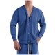 thumbnail image 4 of Blusas y camisas de manga larga con cuello en V para hombre, casuales, de color liso, con bolsillos y botones, blusas de manga larga con cuello en V, blusa para hombre, 4 of 4