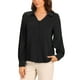 thumbnail image 1 of Camisa de trabajo de cuello para mujer INSPIRE CHIC, con botones, de manga larga, escote en V, blusa casual, color negro, talla M, 1 of 1