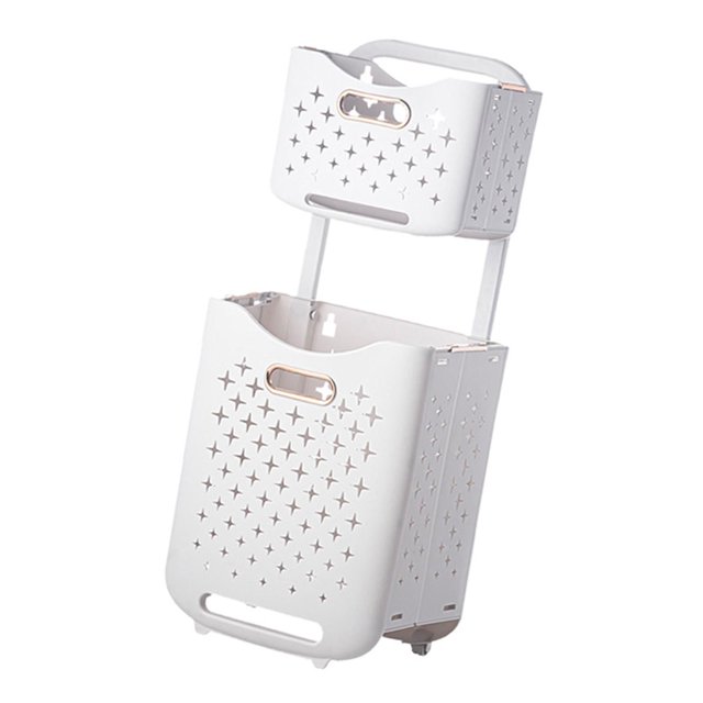 Organizador Estante Multifuncional 2 Compartimentos Durable, Alta Capacidad Portátil con Ruedas Estante de Almacenamiento de Ropa para Baño Sala de Dorado