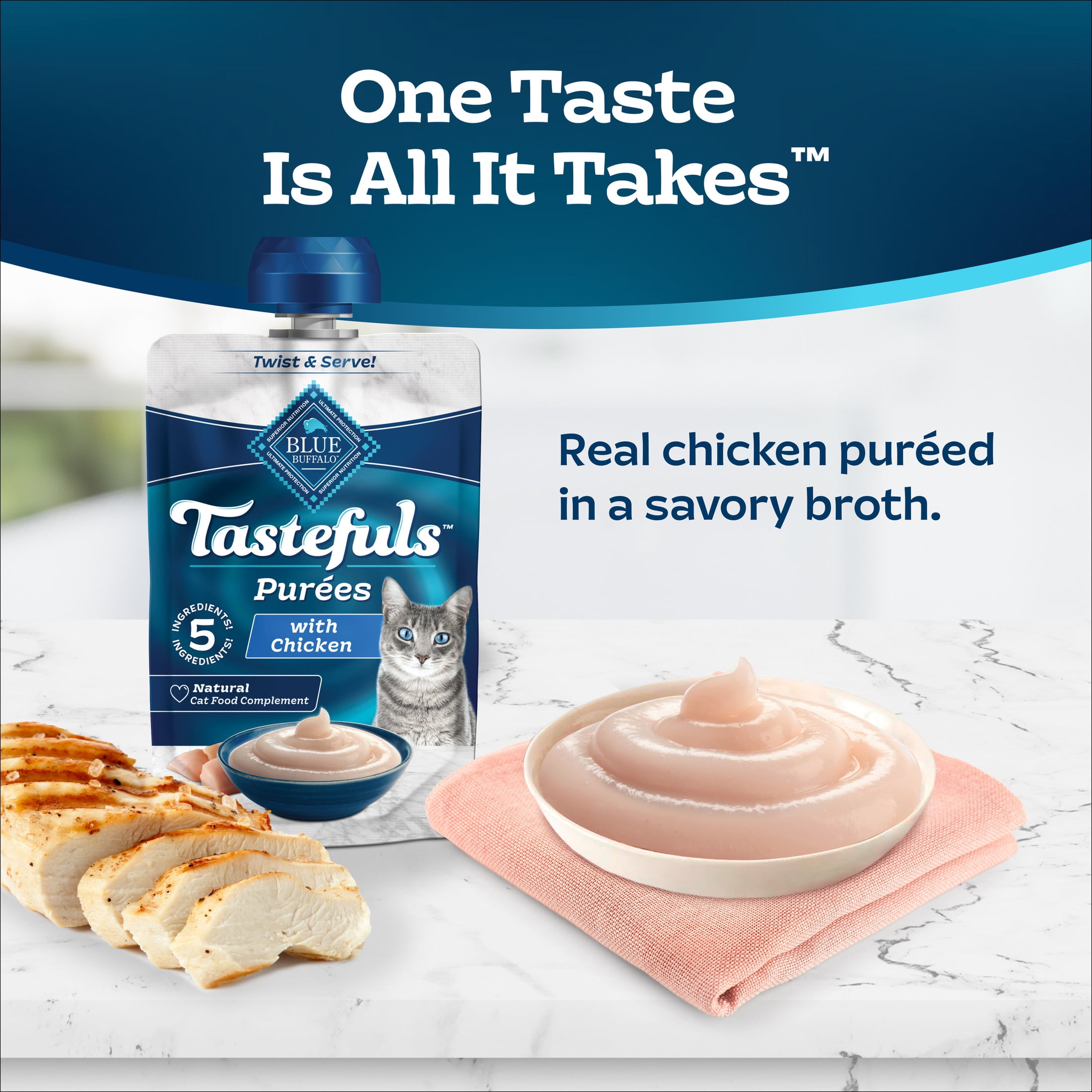 Blue Buffalo Tastefuls Adult Natural Wet Cat Food Purées Pouch Chicken