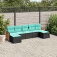 thumbnail image 1 of vidaXL 7 Piece Garden Sofa Set with Cushions Black Poly Rattan, 1 of 5