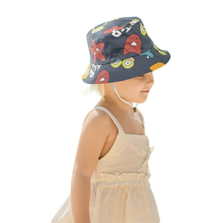 

Kids Adjustable Chin Strap Sun Protection Hats Summer Spring Sun Hat Cute Cartoon Outdoor Beach Bucket Cap