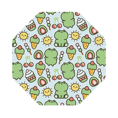 

Ocsxa Frog With Sweet Coasters for Drinks Leather Coasters Set of 4 for Coffee Table for Housewarming Kitchen Bar Decor One Size