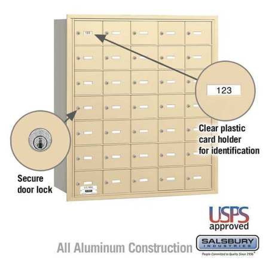 4B+ Horizontal Mailbox - 35 A Doors - Sandstone - Rear Loading - USPS Access
