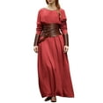 thumbnail image 3 of Kilaqueen Womens Baggy Medieval Victorian Maxi Dress Renaissance Costume Long Sleeve Dress Vintage Casual Crew Neck Solid Color Plus Size Dresses, 3 of 8