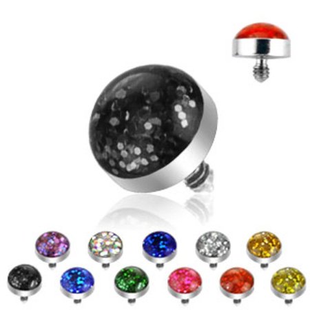 Internally Threaded Dermal Anchors - Glitter Dermal Anchor Top Surgical Steel Internally Threaded 16g 4mm