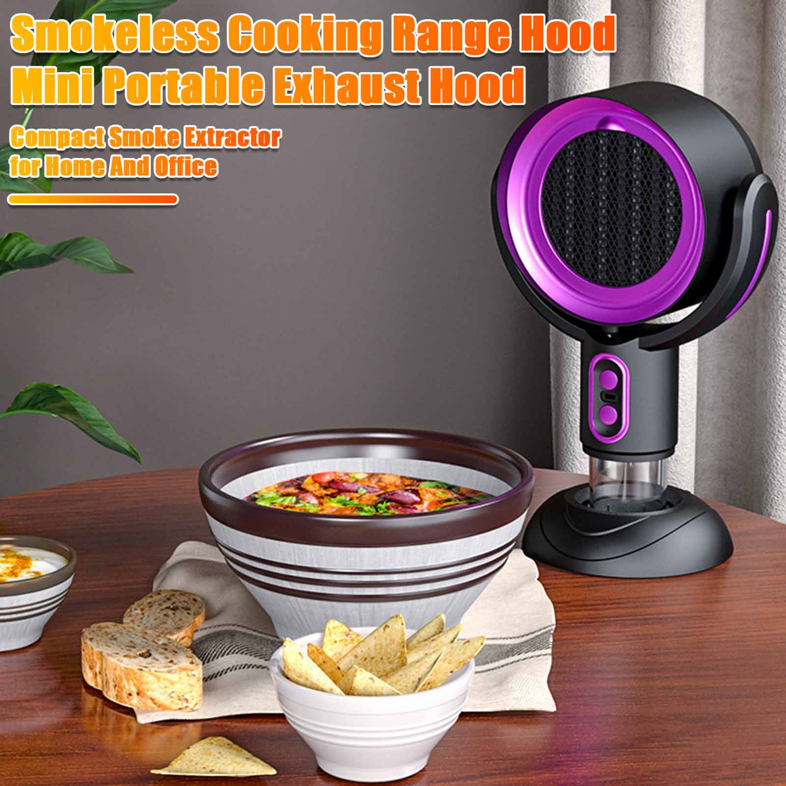 Homelife Desktop Range Hood USB Powered Negative Ion Mini Portable Exhaust Fan 5v 8w Two-Speed Adjustment Fume Extractor for Apartment Kitchen Tabletop