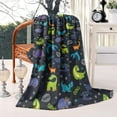 thumbnail image 2 of DarkBlue Cartoon Dinosaurs Text Pattern Blanket,Comfortable Soft Lamb Wool Throw Blanket,All Season,Warm Lightweight Blankets for Sofa Bed Couch Living Room Chair,40"x50", 2 of 4