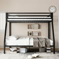 thumbnail image 6 of Sha Cerlin Black Twin over Full Size Metal Bunk Bed with Removable Durable Ladder, 6 of 12