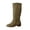 Army Green, variant on Knee High Boots For Women Matte Faux Suede Plain Seam Panel Round Toe Low Stacked Heel Pull On Tall Boot Footwear