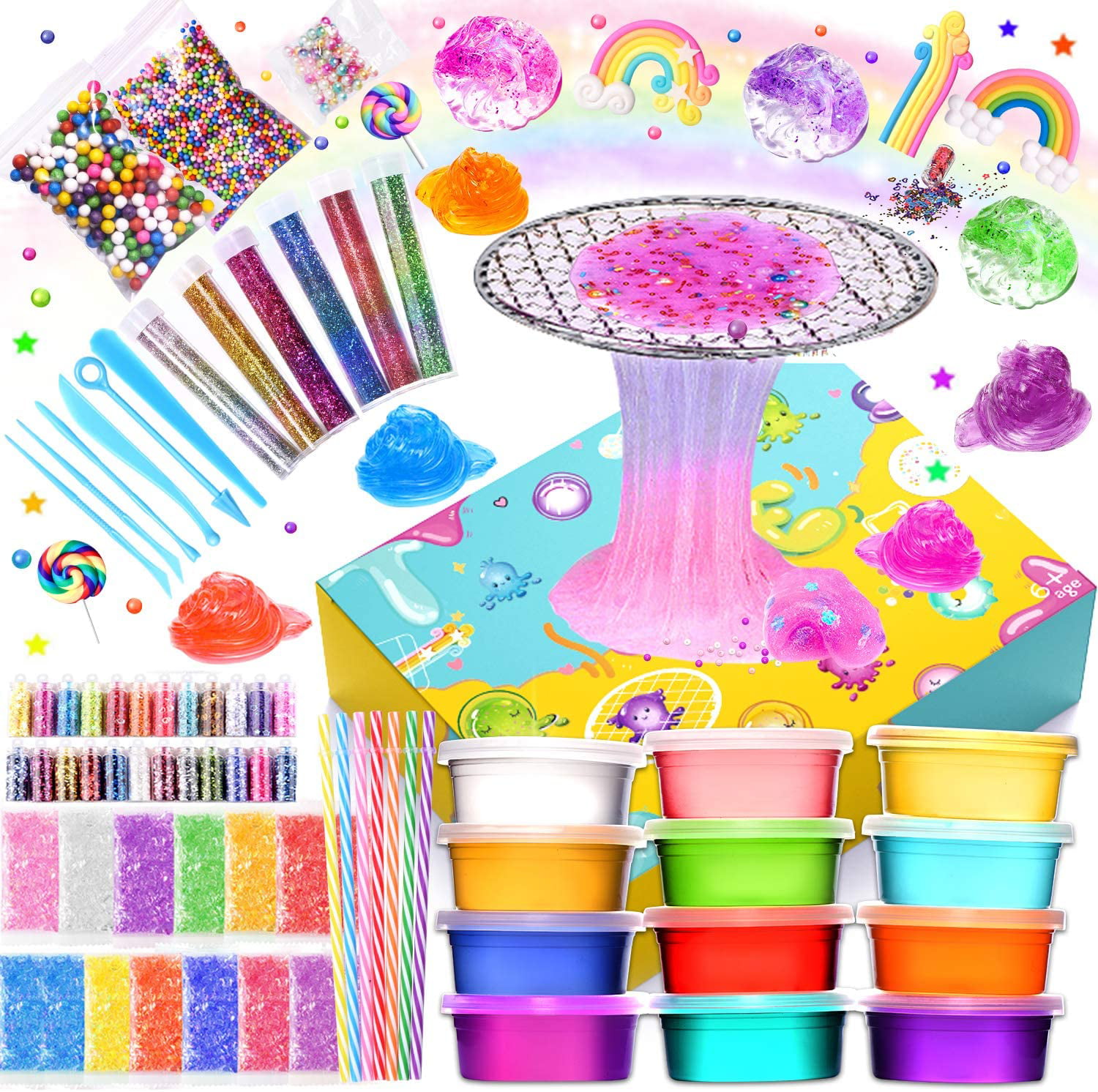 Pro 6+7+12 Colorful Make Your Own Slime Kit Kids Gloop Sensory DIY Games Toy 