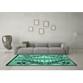 thumbnail image 3 of Ahgly Company Indoor Round Abstract Turquoise Blue Modern Area Rugs, 7' Round, 3 of 4