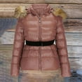 thumbnail image 6 of Sexlip Women's Shiny Puffer Coat with Detachable Faux Fur Collar Hooded Winter Casual Fashion Down Jacket Pink S, 6 of 8