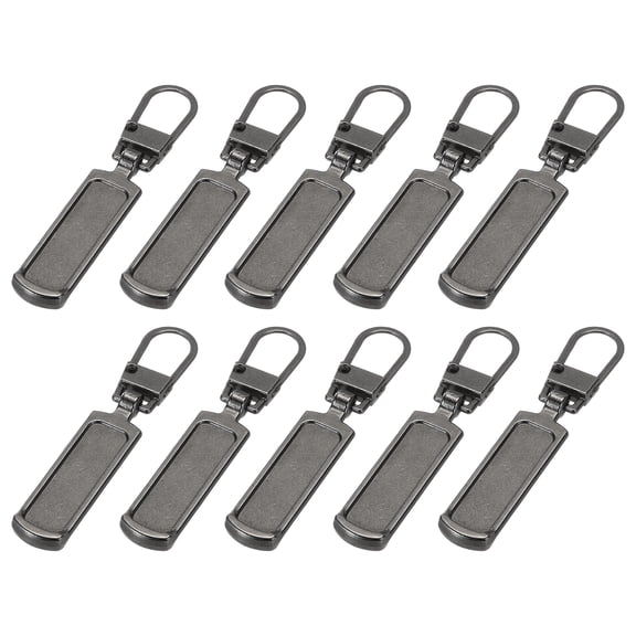 Uxcell Zipper Pull Replacement 10 Pcs Detachable Metal Zipper Tab Repair Kit Handle Fixer Extension Gun-Black