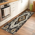 thumbnail image 3 of 2x6 Washable Runner Rug, Vintage Pattern Non-Slip Hallway Runner for Entryway Kitchen Bedroom, Brown Black Ethnic Style Weaving Texture Indoor Carpet Runner Floor Mat, 3 of 9