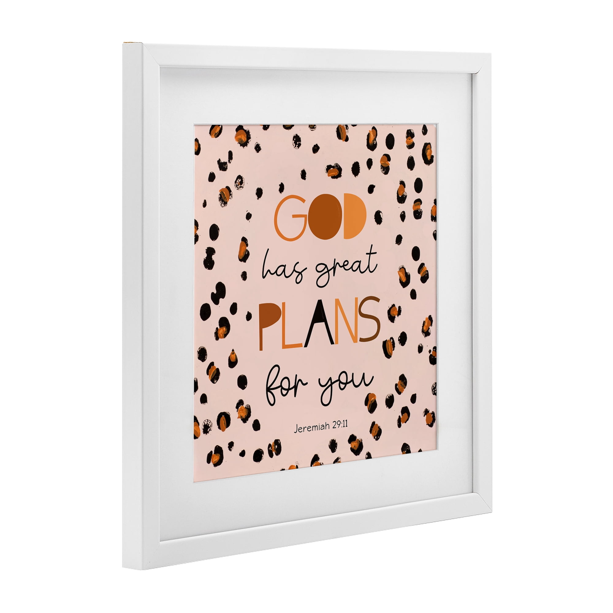 Stupell Industries God Has Plans For You White Framed Print Under Glass, design by Patricia Pinto