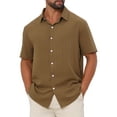 thumbnail image 4 of CAMISAS DE HOMBRE CORTAS PARA EL DÍA DEL PADRE INSPIRADOR, CAMISA DE PLAYERA DE VERANO CON CUELLO PUNTA MARRÓN, 4 of 6