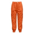 thumbnail image 4 of Luvior Women‘s High Waist Wide Leg Cargo Pants – Non-Stretch Loose Fit Casual Trousers with Multiple Pockets Comfortable Everyday Wear OrangeB L, 4 of 6