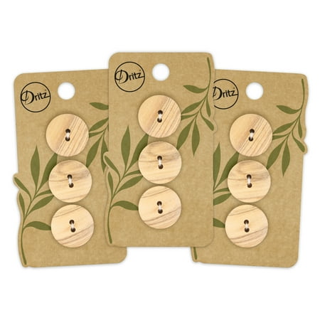UPC: 0072879307832 | Dritz Sustainable Wood Round Button 20mm Beige 3 Pack (9 Count)