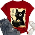 thumbnail image 4 of Graphic Tennis Tees for Women Cat Ramen Graphic Tee for Women Funny Anime Cat Tee Featuring Playful Design Comfortable Fit Red L, 4 of 4