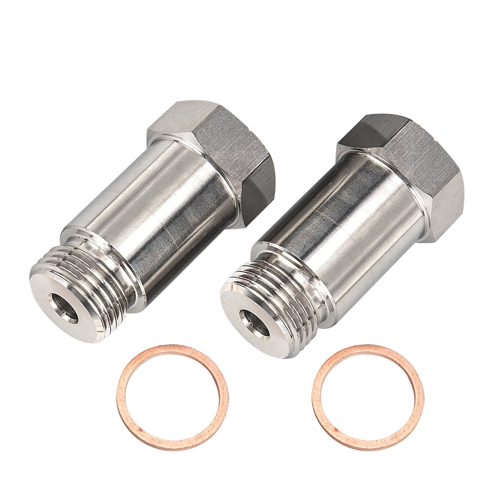 3mirrors SS304 O2 Sensor Extension Car Cel Fix Check Engine Light Eliminator Adapter Oxygen M18X1.5 45mm 1.77in, 2-Pack
