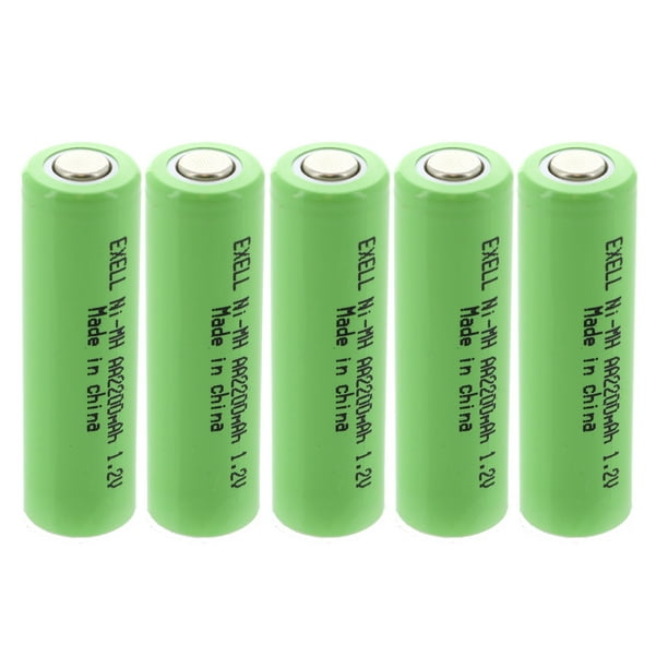 5x Exell 1.2V AA 2200mAh Rechargeable NIMH Flat Top Batteries FAST