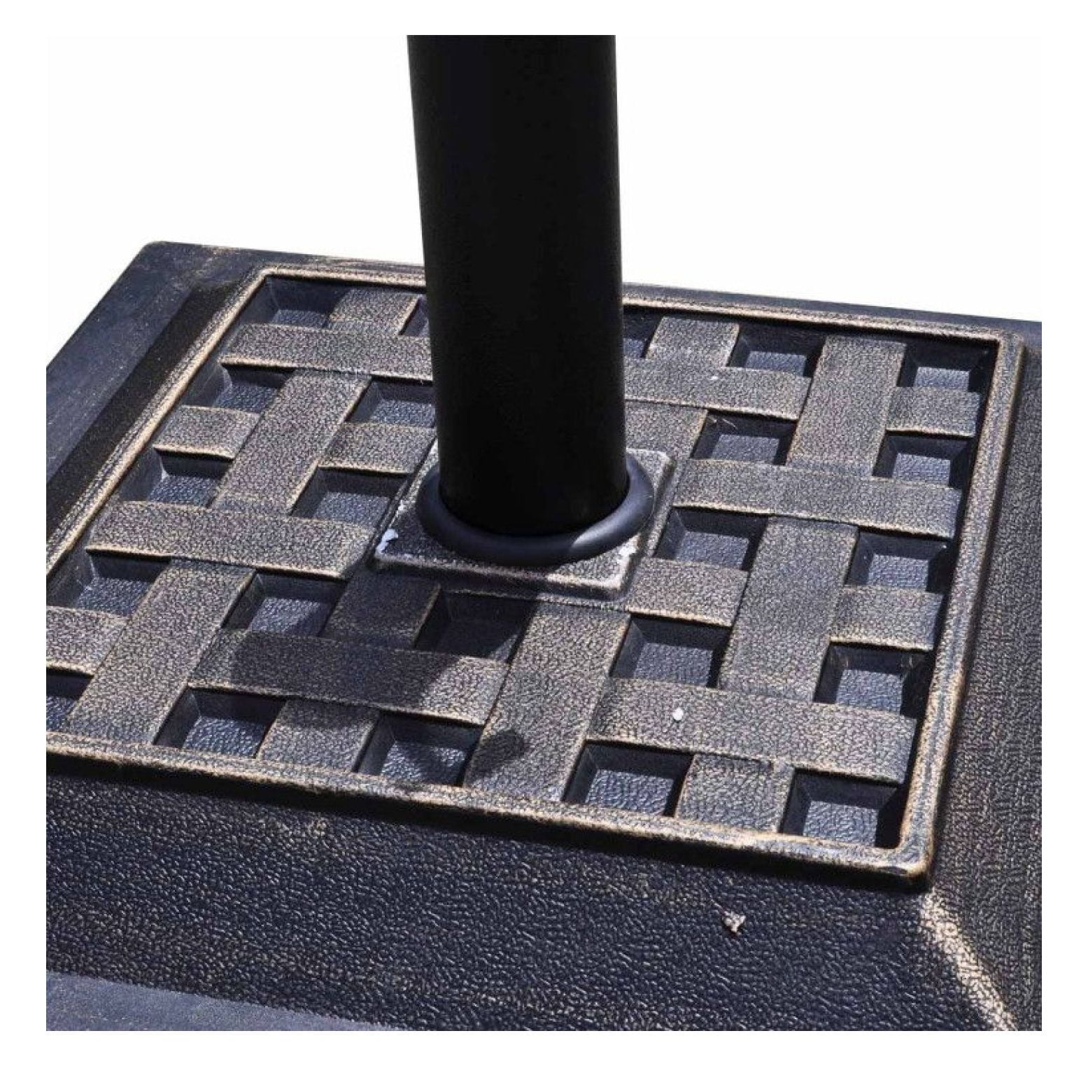 17.5" Heavy Duty Square Umbrella Base - 30lbs Outdoor Stand - Bronze Patio Umbrella Holder - Adjustable Pole - Rust Resistant